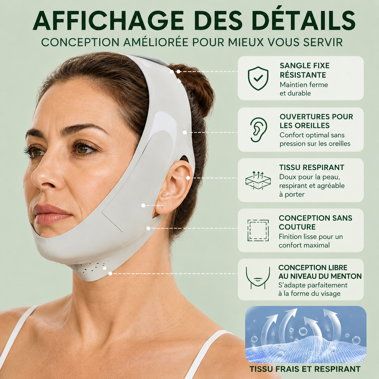 Bandeau Liftant Anti-Double Menton — Visage Affiné & Ovale Parfait