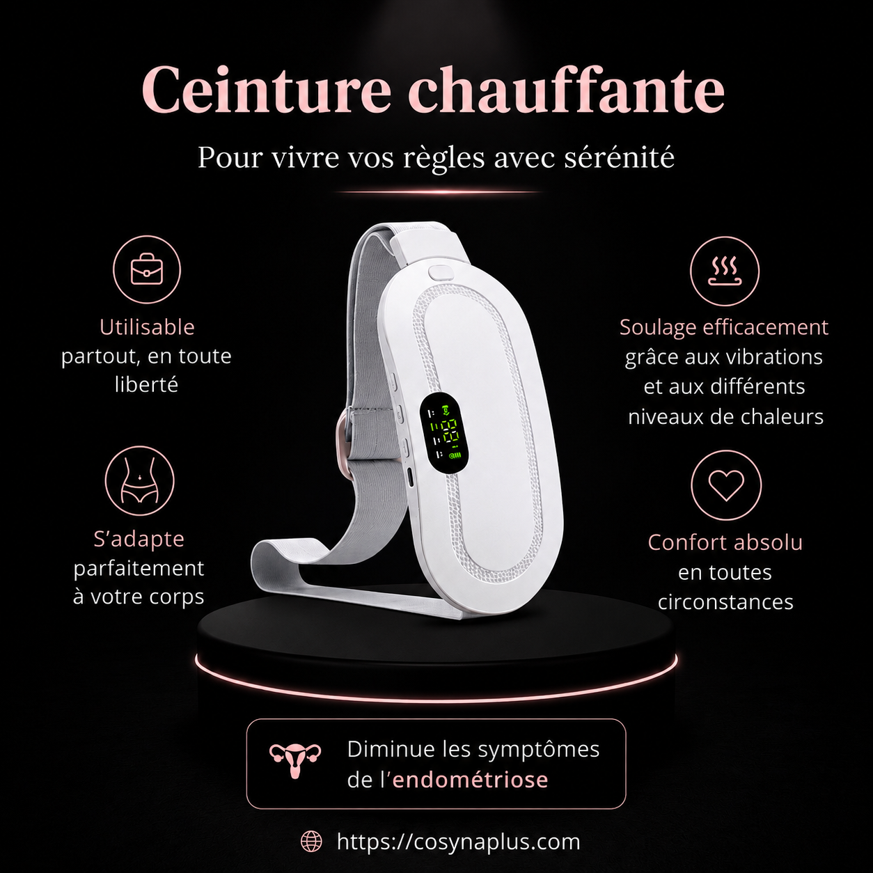 Ceinture Chauffante Menstruelle — Soulagement Instantané des Douleurs de Règles