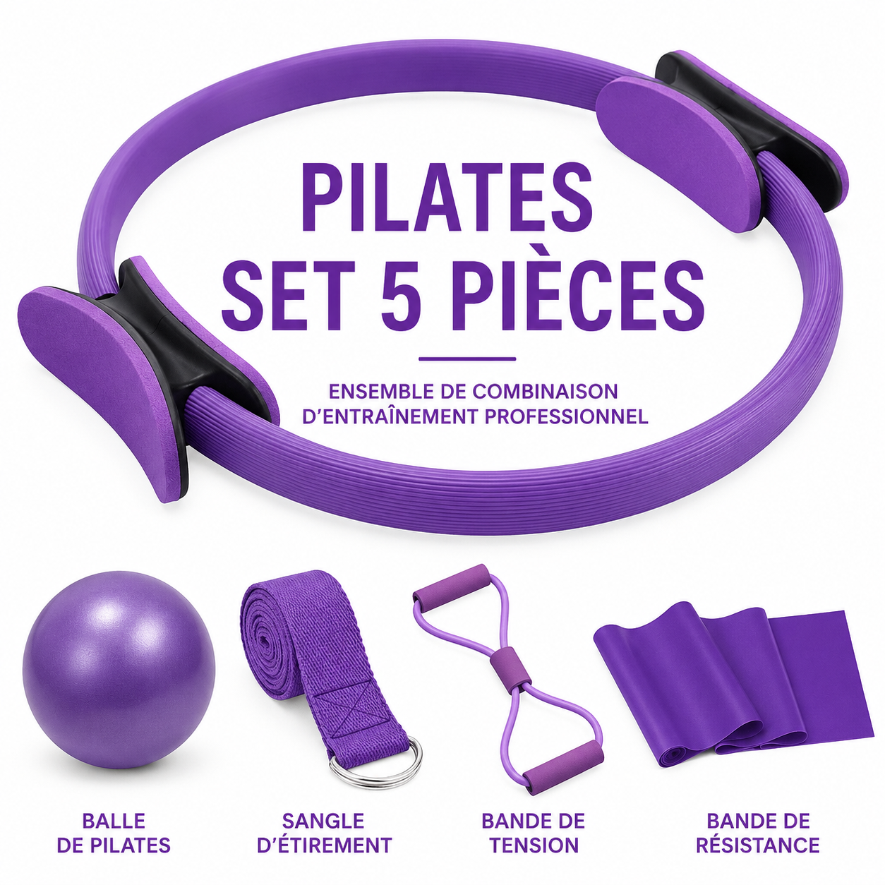Kit Pilates 5-en-1 — Sculpter, Tonifier & Renforcer à la Maison