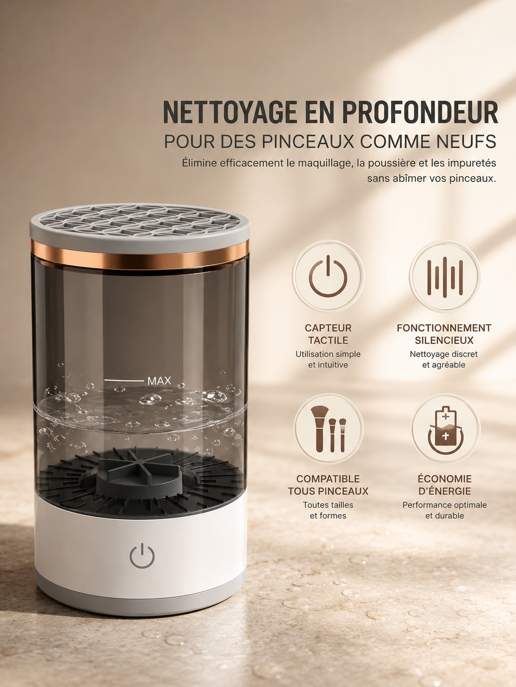 Nettoyeur Électrique de Pinceaux Maquillage — Nettoyage Rapide & Facile