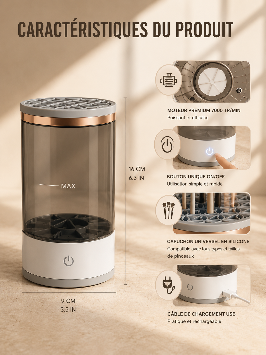 Nettoyeur Électrique de Pinceaux Maquillage — Nettoyage Rapide & Facile