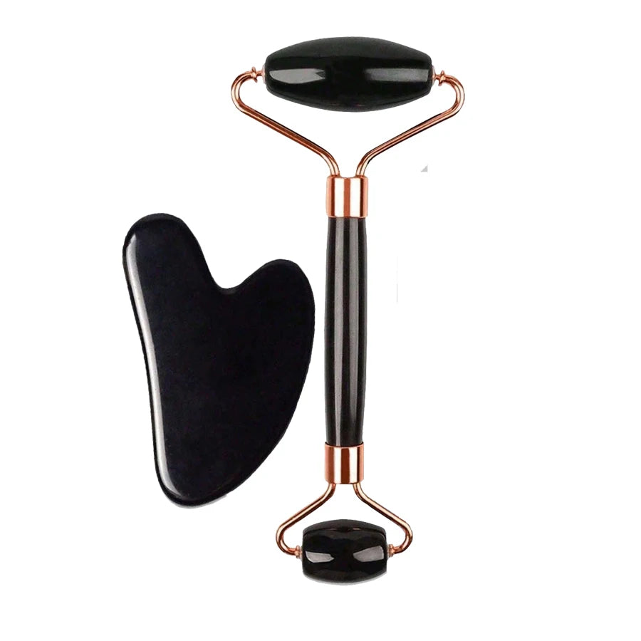 Kit Gua Sha, Ice Roller & Rouleau Massant — Visage Dégonflé et Peau Lumineuse en 5 Minutes